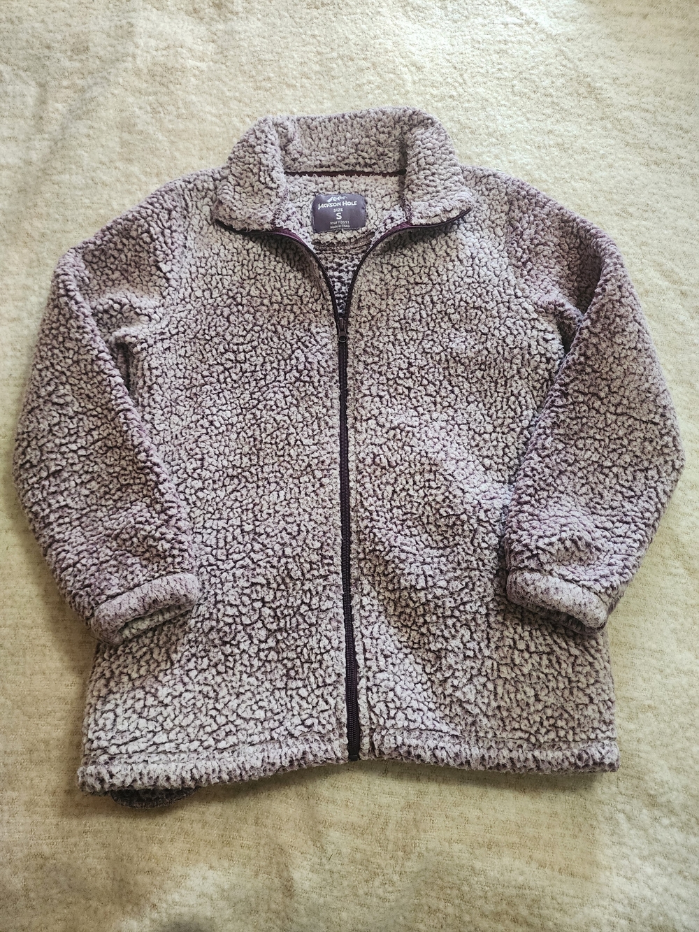 Jackson Hole Women's Sherpa Fleece Full Zip Jacket Mauve Purple Gray Size Small